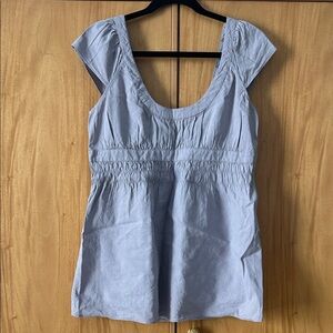 Theory  Lilac Scoop-Neck Linen smock blouse